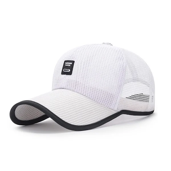 Sommer Mesh Baseballcaps for Menn Kvinner Trucker Cap Mesh Lue Baseballcaps Utendørs Sport Løpecaps Hvit