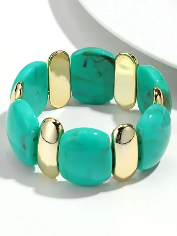 AliExpress - Élégant acrylique marbre géométrique pétale perles incurvées Bracelets élastiques à la mode CCB perle grosses Bracelets Bracelet femmes 