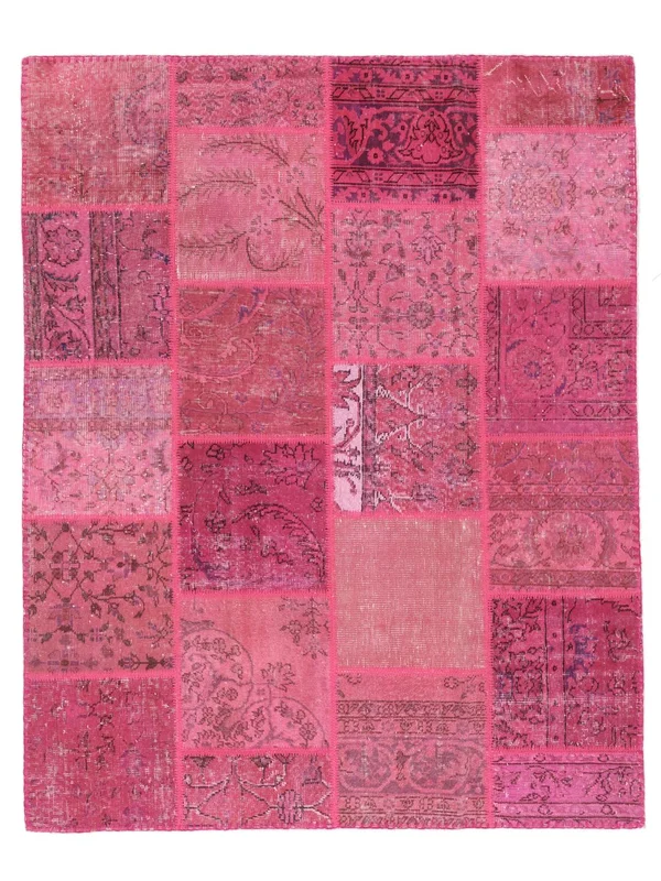 Käsinsolmittu Patchwork Matot 160X200 Vintage Villamatto Tummanpunainen/Punainen Matto
