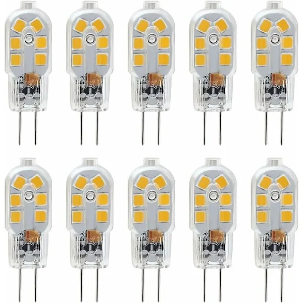 G4 LED-pærer 12V 1W Ikke-dimbar 3000K Varmhvit 200LM 10W Halogen-erstatning for hjemmekontorbelysning 10-pakning