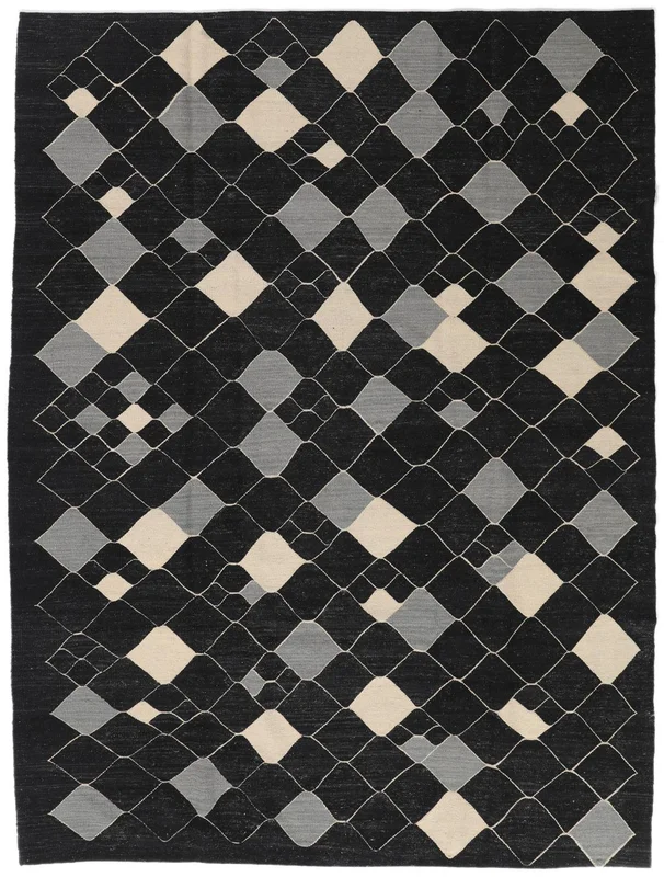 Kilim Moderne Tapis Moderne Noir/Gris Foncé (Laine, )