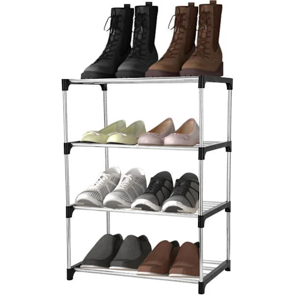 Adjustable Metal Shoe Rack Shoe Cabinet Metal Shoe Holder for 8 Pairs of Shoes