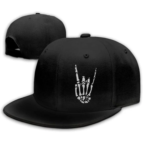 Flate Caps for Menn Kule Rock Roll Skallehatt Skjeletthånd Herrer Snapback Hatt Baseballcaps Svart Snapback Hatter for Gutt