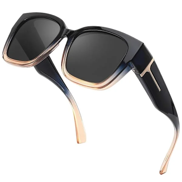 Polarized Sunglasses that Fit Over Glasses for Women Men Square Wrap-Around Sun Protection UV Protection (LGL) blue, AB