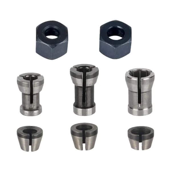 Fresemaskinchuck - Pakke med 8, Trimmermaskinchuck Collet (6 mm, 6,35 mm, 8 mm), Overfres Collet, Colletadaptere