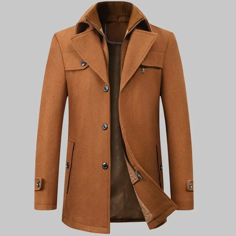AliExpress - 2025 manteau de laine pour hommes de haute qualité longueur moyenne double col hiver plus coton épaissi manteau de laine manteau pour 