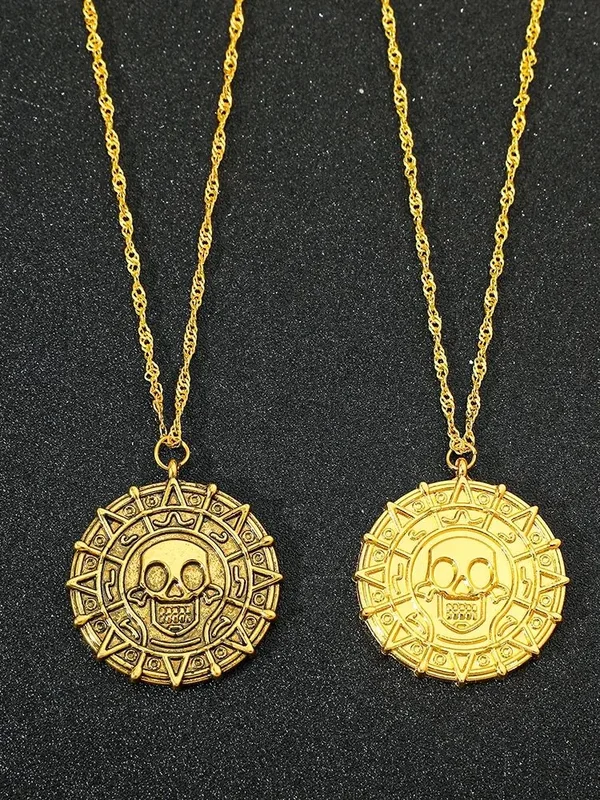 AliExpress - Fluch der Karibik Jack Sparrow Azteken Skelett Schädel Köpfe Münze Medaillon Anhänger Vintage Schmuck Halskette für Großhandel