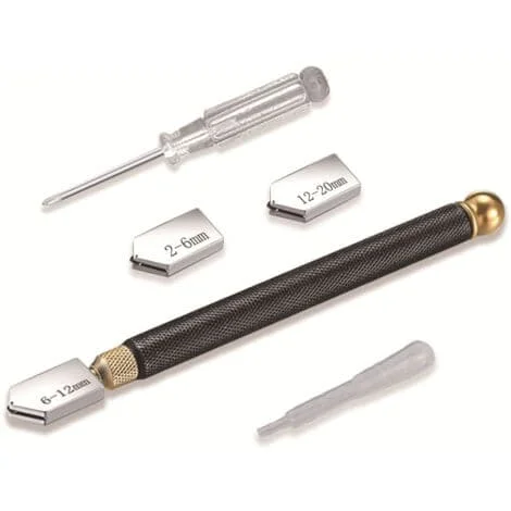 Professional Glass Cutter, Glass Cutting Tool, Pen Style, Cuts Glass from 2 to 20 mm Thick for Cutting Glass/Tiles/Mirrors/Mosaics