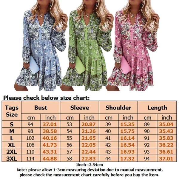 Women's Summer Long Sleeve Floral Print Beach Mini Dress Light Blue Light Blue