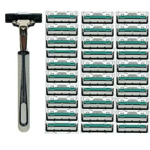 30 stk. sæt 2 lag barbermaskine sikkerheds barberblade manuel barberkniv ansigtspleje skæg epilator