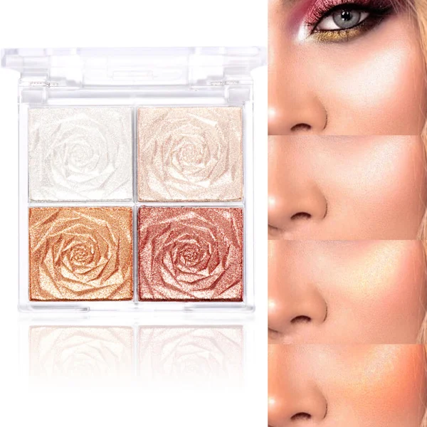 Profesjonell Ansikts Highlighter Sminke Ansiktspudder Vanntett Pigmentpudder Palett