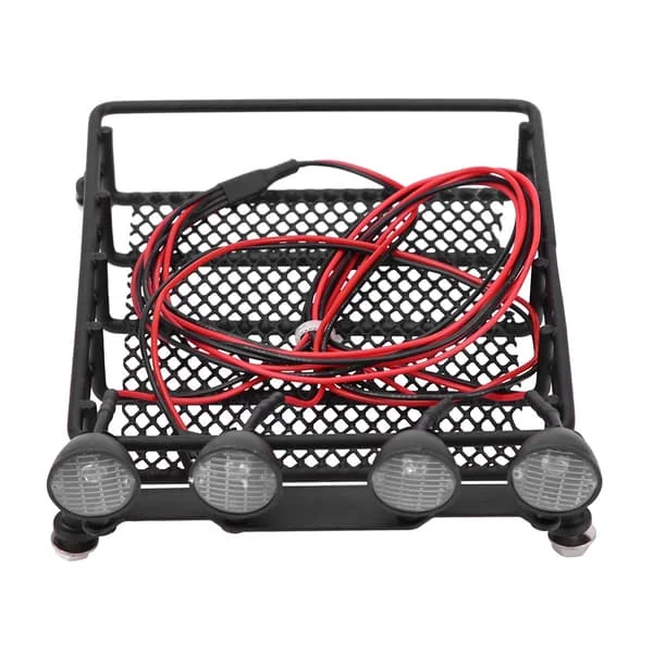 Takräcke Bagagehållare Med LED-lampor Rund för Axial SCX10 1/10 RC Bil (4 Vita)