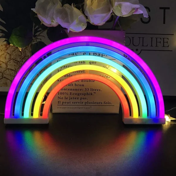 Regnbåge Neonljusskyltar, Regnbåge Väggdekor för Flickor, Barn, Bebis