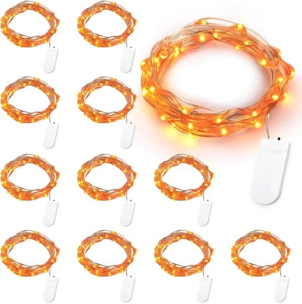 Autumn Decoration Lights, 12/8-pack 2m 20 LED Autumn Fairy Lights Halloween Indoor Flashing Starry Lights Battery Micro Silver Wire Firefly Lights