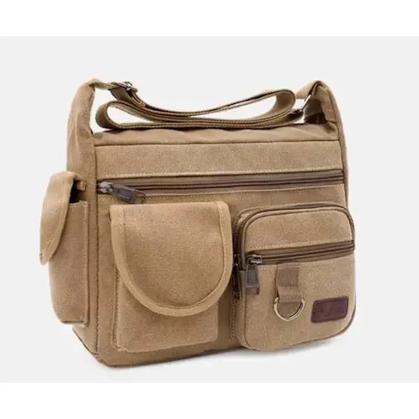 Crossbody-vesker Lerret Skulderveske Skuldervesker Messenger Bag 7,9 Tommers iPad Dokumentmappe Menn Kvinner Sportsveske Arbeid Skoleveske Brun
