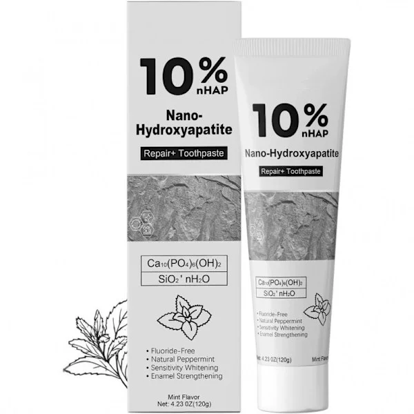 10% Nano Hydroxyapatite Tandkräm, Fluoridfri Tandkräm för att Reparera och Blekna Tandemaljen, Cool Mint för Frisk Andedräkt