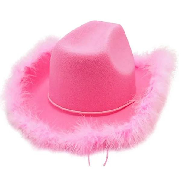Rosa rå kant cowboyhat mocka dekorativ hat rosa cowboyhat vestlig cowboyhat filtformet hat