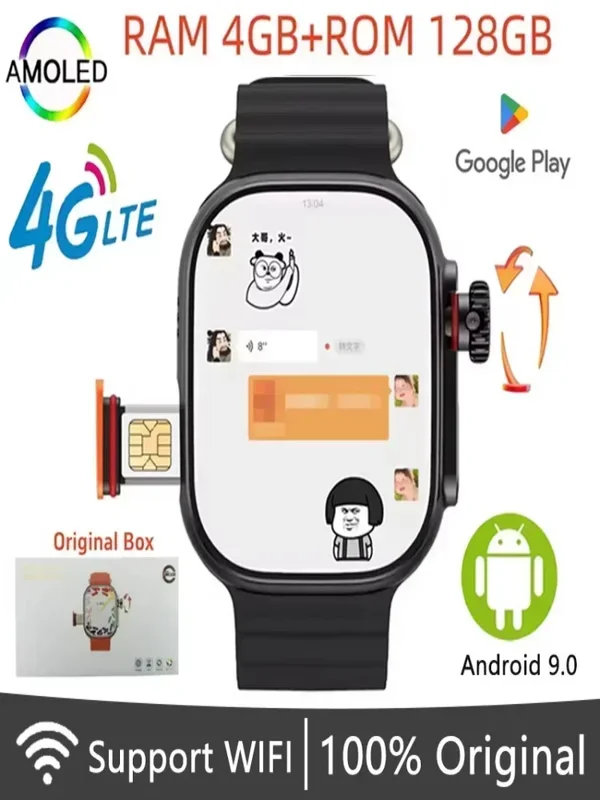 AliExpress - CDS9 S9 S10 Ultra 4G Android montre intelligente avec caméra rotative WiFi GPS 4g carte SIM jeu PK Google Play Store Smartwatch pour 