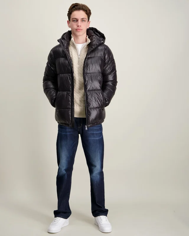 RYVLS Leon Puffer Jacket Shiny Zwart Jassen Jongens - Kids Brand Store