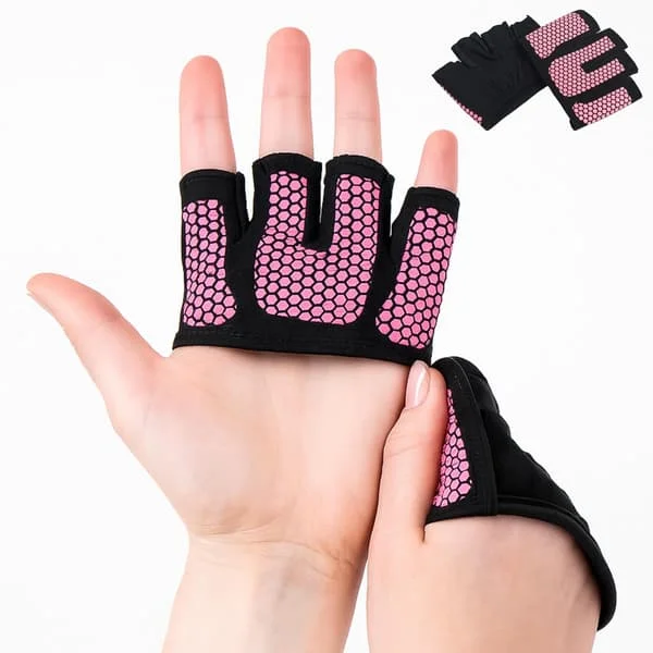 Mini treningshansker for kvinner - Tynne treningshansker med grep for vektløfting, pilates, yoga og dans - Minimal fingerløs beskyttelse mot hard hud 