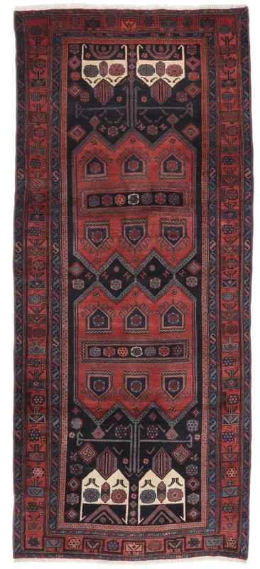 Hand Knotted Kurdi Rug 145X304 Oriental Wool Black/Dark Red Small