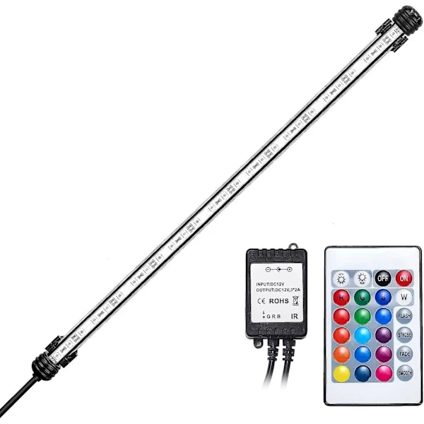 Led-akvaario 48cm, Akvaariovalot, Akvaario Uppotettava Putkivalo, Led-lamppu Ip68 Vedenkestävä Rgb Led-akvaariovalo, Dc12v, 5.8w