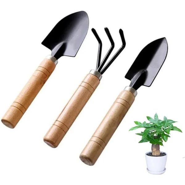 3-delt sett med mini hageredskaper - Hage spade, liten lett spade for mini potteplanter, sukkulenter, hageredskaper