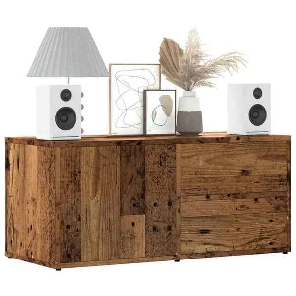 vidaXL TV-bord gammalt trä 80x34x35,5 cm ingenjörsträ, TV-bänk, TV-möbel, mediabord, TV-skåp, möbel 856010