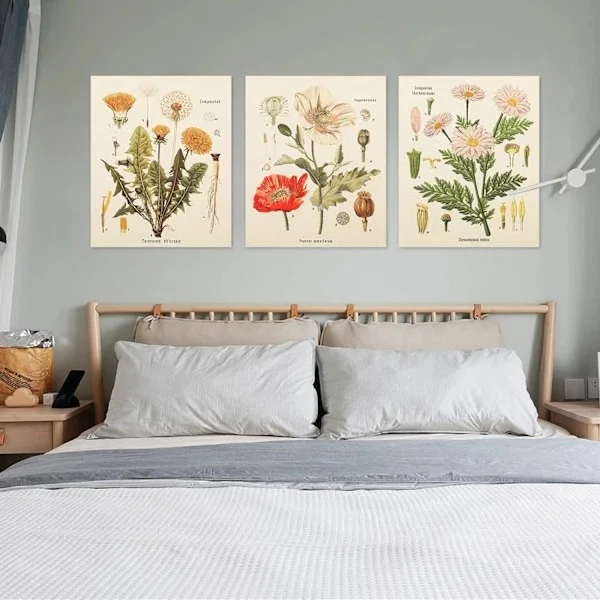 QD-3 st blomstertapet väggbonad - vilda blommor växt blommor tapet identifieringsreferensdiagram liten tapet för sovrum vardagsrum (tapet
