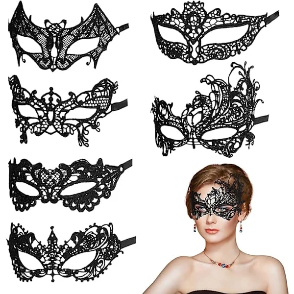 Venetianska Masker 6-pack Mardi Gras Masker för Maskerad Halvansikts Spetsmasker för Mardi Gras Masker Halloween Maskerad
