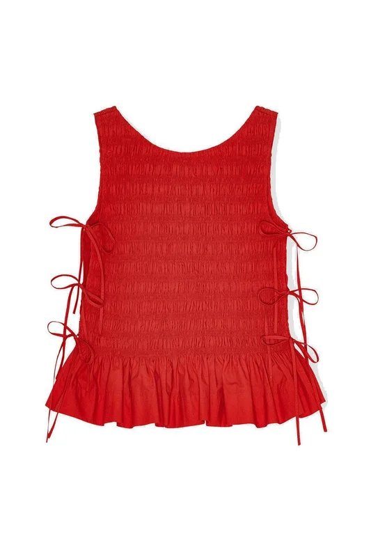 Poplin Smock Tie String Top Racing Red 42