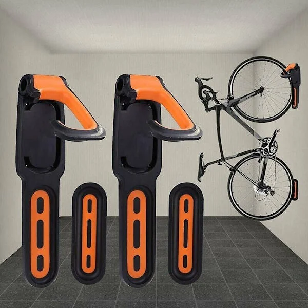 Bike Rack, Wall Mounted Bike Rack with Rubber Coating, for 2 Bikes, Bike Wall Mounts for Indoor and Outdoor Use