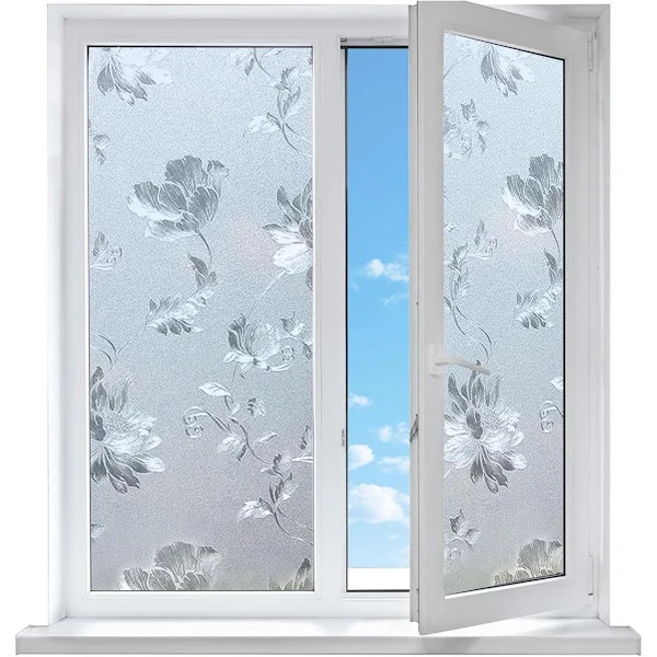 Insynsfilm för fönster - PVC skyddsfilm - lämplig för sovrum och hem - hibiskusmönster - 40*300 cm