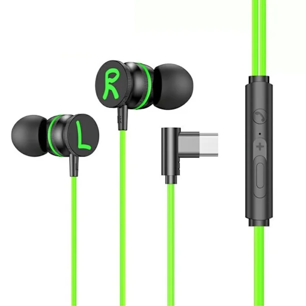 USB - C Hörlurar med Mic Magnetic In - ear Gaming Hörlurar - Grön