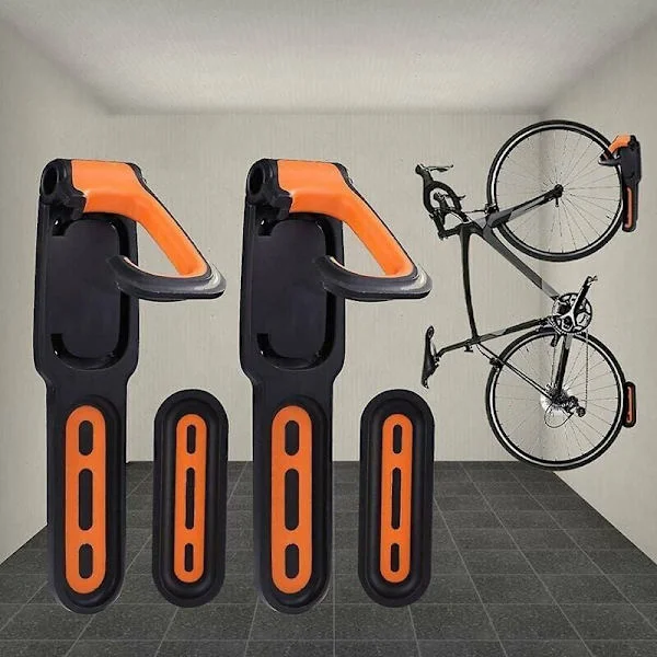 Wall-mounted bike rack for 2 bikes with rubber coating, for indoor and outdoor use