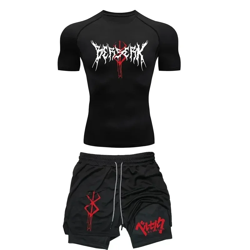AliExpress - Anime Berserk Kompressionsset Herren Workout Gym T-Shirts Atmungsaktive Laufshorts Schnell trocknend Sport Rash Guard Sportwear Set