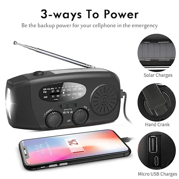 Vattentät vevradio med solcell och Powerbank, röd [TB]
