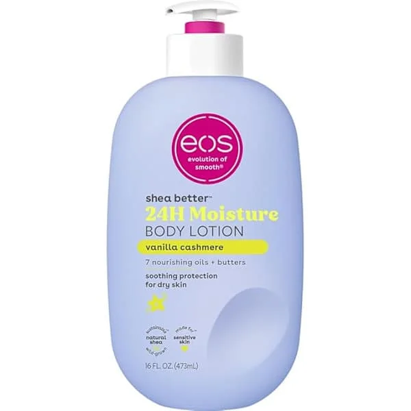 [LCS]eos Shea Better Body Lotion Vanilla Cashmere, 24-timmars fuktkräm, lätt och icke-fet, naturligt sheasmör, vegansk, vanilj body lotion