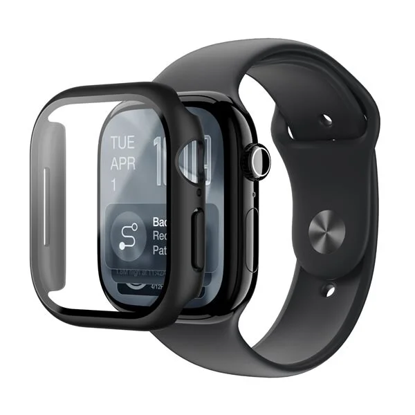 AmazingThing Radix Glass -näytönsuoja ja kotelo Apple Watch Series 11 46mm - musta