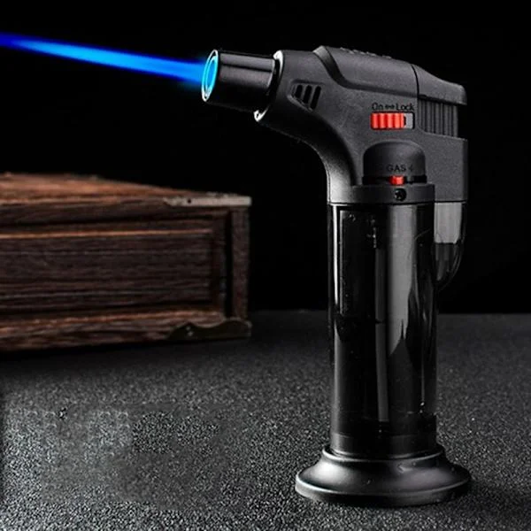 Vindtett lighter kulinarisk blåselampe kokk matlagingslampe lighter flammen justerbar butan påfyllbar for matlaging BBQ-baking DIY-lodding