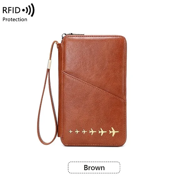 2025 RFID-protected Passport Holder - Brown PU Leather Travel Wallet for Secure Storage of Your Important Documents