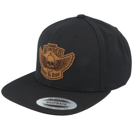 Born To Ride - Svart snapback Caps - Custom Motorcycles Patch Black Snapback @ Hatstore