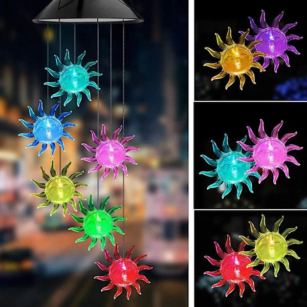 LED solcelledrevet vindspil til have, terrasse, udendørs vindspil til mors gave, vindspil til altanindretning