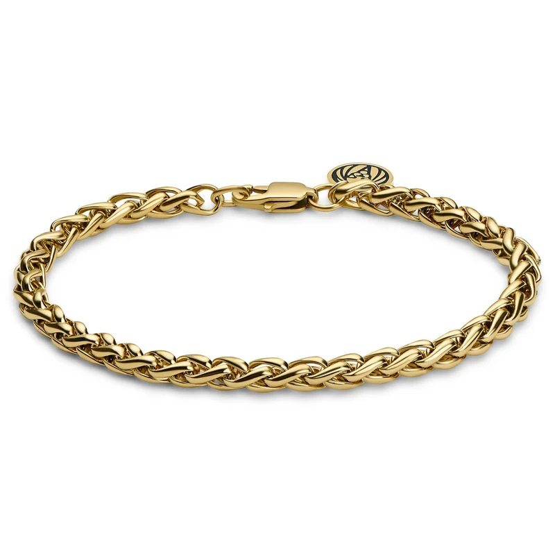 Essentials | 5 mm Χρυσαφί Βραχιόλι Αλυσίδα Χεριού Wheat Chain για άνδρες - Ατσάλινα βραχιόλια