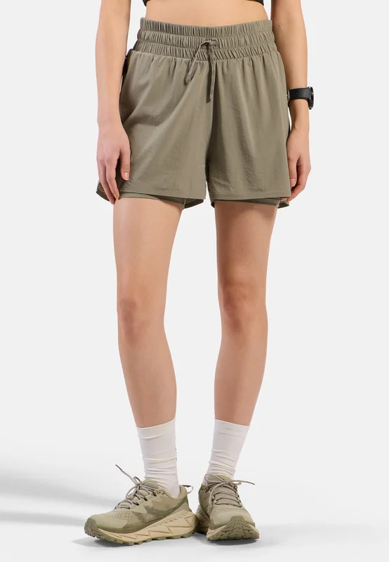 Odlo Women's Zeroweight 3 Inch 2-In-1 Running Shorts, S, gray