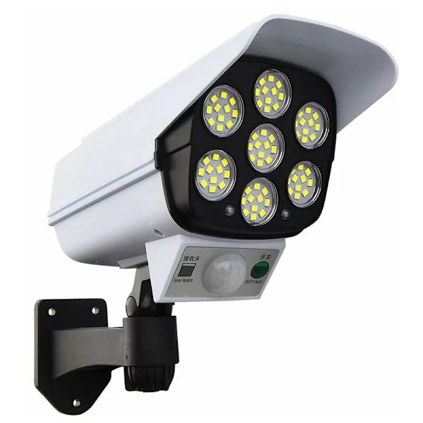 Solar vägglampa, simuleringsövervakning, falsk kamera, människokroppsinduktion, trädgårdslampor, trädgårdslampor, spotlights