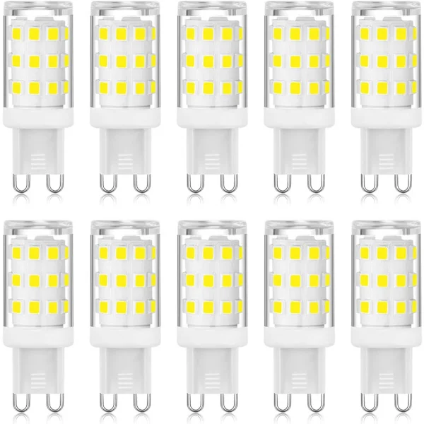 G9 LED-pærer flimmerfri 3W ækvivalent 20W 25W 28W 33W halogenpærer, kold hvid 6000K, G9 fatning energibesparende LED naturlig hvid 10 stk.