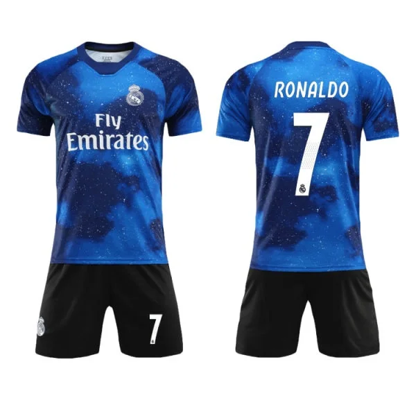 Real Madrid Fodboldtrøje Regnbue Stjerneudgave Ronaldo Nr. 7 Fodboldtrøje Kit til Børn Voksne C 24(130-140CM)
