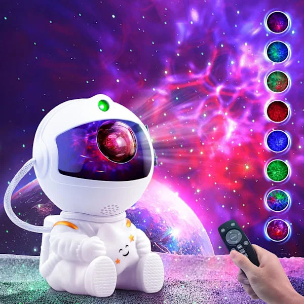 Astronaut Stjernehimmelprojektor Nattlampe, Projektor Rom Stjernehimmel Tak LED-lampe for Soverom, Spillerom med Timer og Fjernkontroll (Svart) Hvit