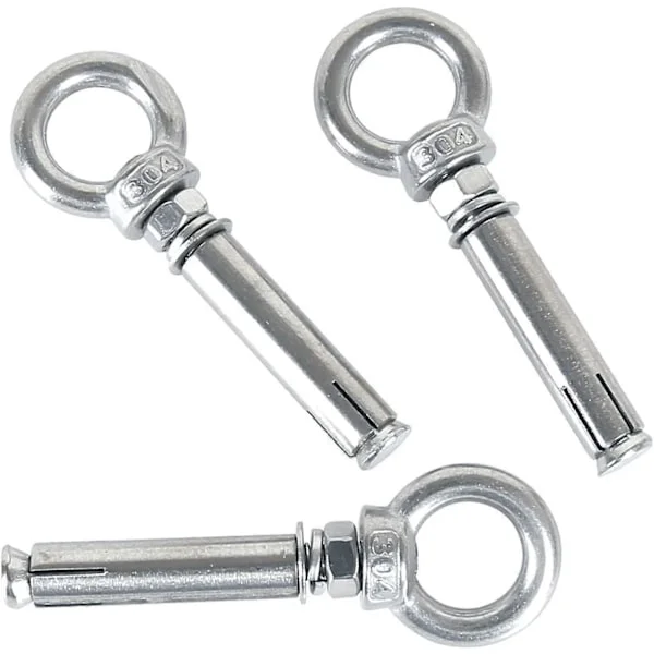 Ekspansjonsbolter M8 x 80 mm Stålhylse Øyebolt 304 Rustfritt Betong Ekspansjonsanker Øyeskruer Dybler Bolter 5-pakning